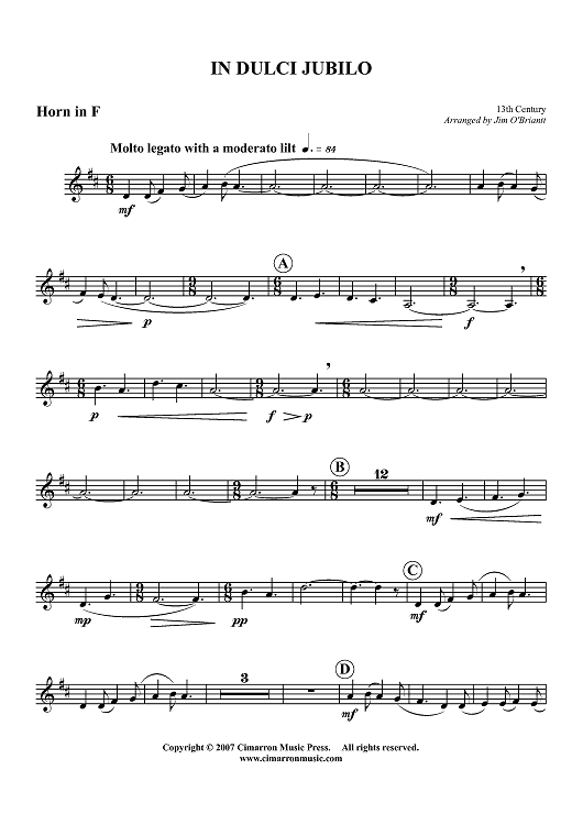 In Dulci Jubilo - Horn in F