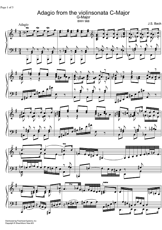 Adagio from violin sonata G Major BWV 968
