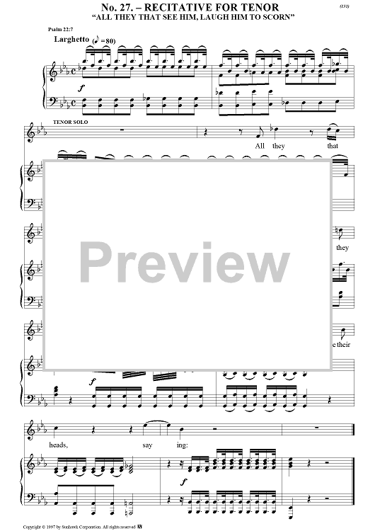 Messiah, no. 27: All they that see Him, laugh Him to scorn - Piano Score