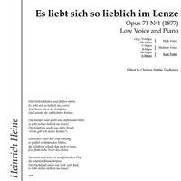 Es liebt sich so lieblich im Lenze Op.71 No. 1