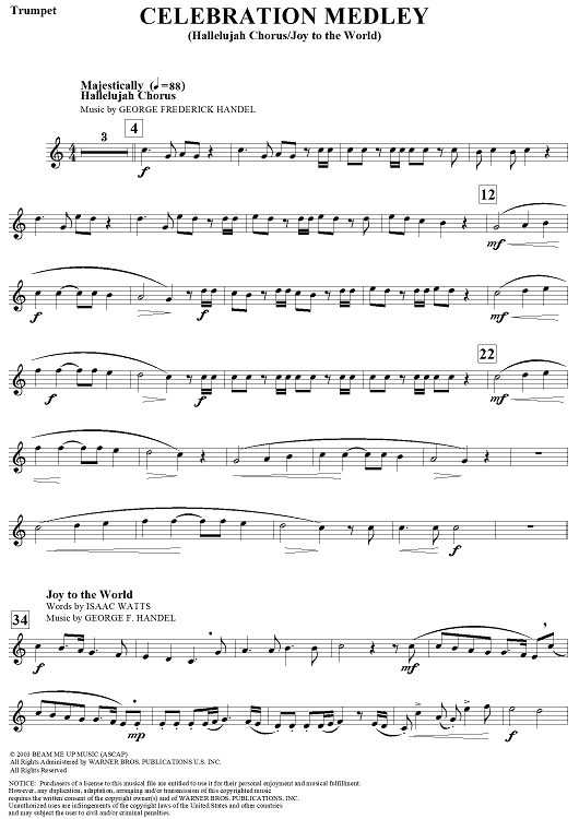 Celebration Medley (Hallelujah Chorus/Joy to the World) - Trumpet