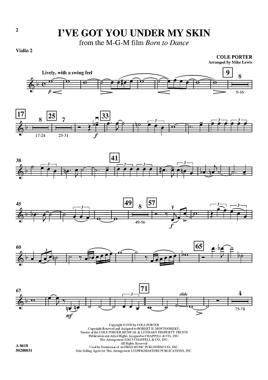 I've Got You Under My Skin - from the M-G-M film Born to Dance - Violin 2