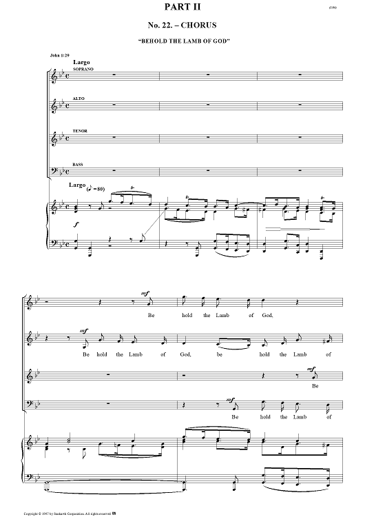Messiah, no. 22: Behold the Lamb of God - Piano Score