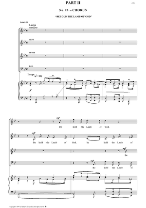 Messiah, no. 22: Behold the Lamb of God - Piano Score
