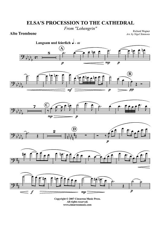 Elsa's Procession to the Cathedral from "Lohengrin" - Alto Trombone