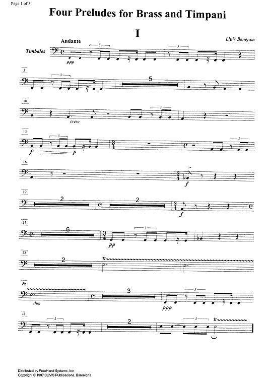 4 Preludes for Brass and Timpani - Timpani