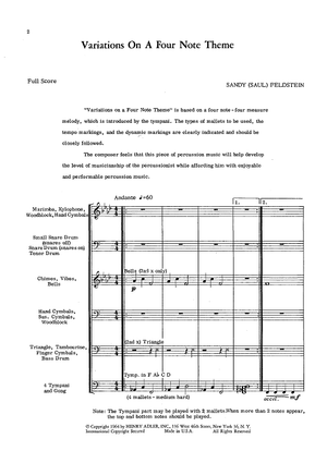 Variations on A four Note Theme - Score