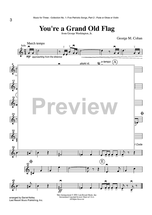 You're a Grand Old Flag - Part 2 Flute, Oboe or Violin