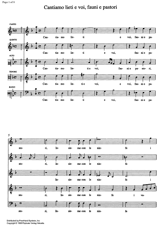 Cantiamo liete i e voi, fauni e pastori