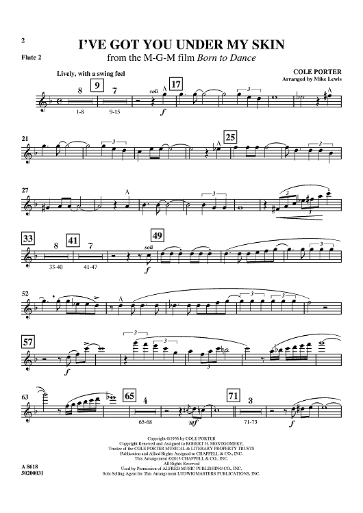 I've Got You Under My Skin - from the M-G-M film Born to Dance - Flute 2