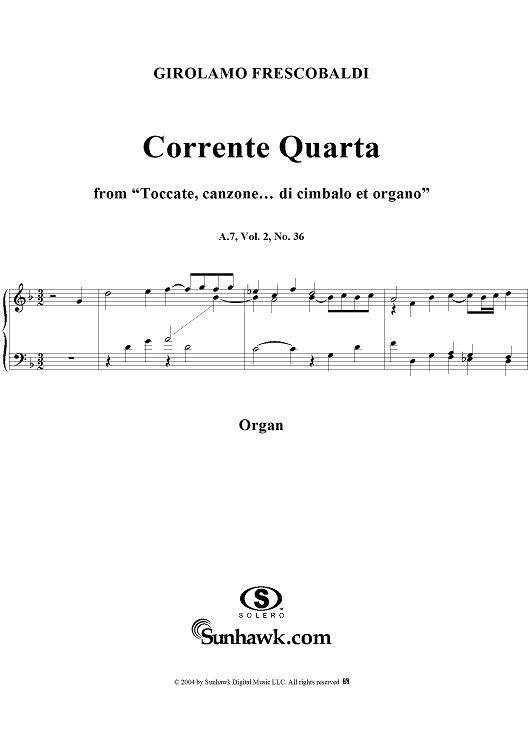 Corrente Quarta, No. 36 from "Toccate, canzone ... di cimbalo et organo", Vol. II