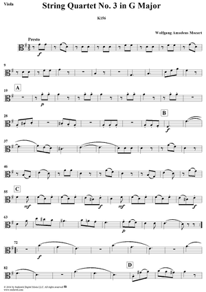 String Quartet No. 3 in G Major, K156 - Viola