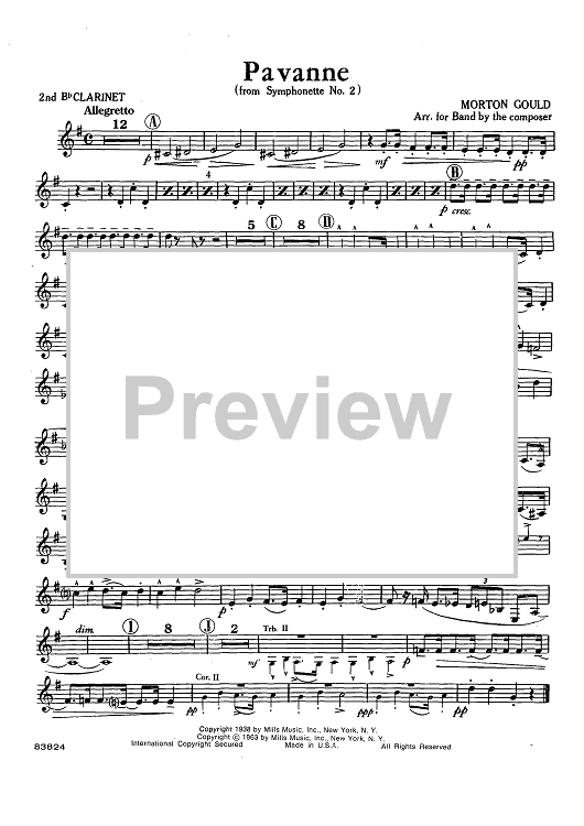 Pavanne (from Symphonette No. 2) - Clarinet 2 in Bb