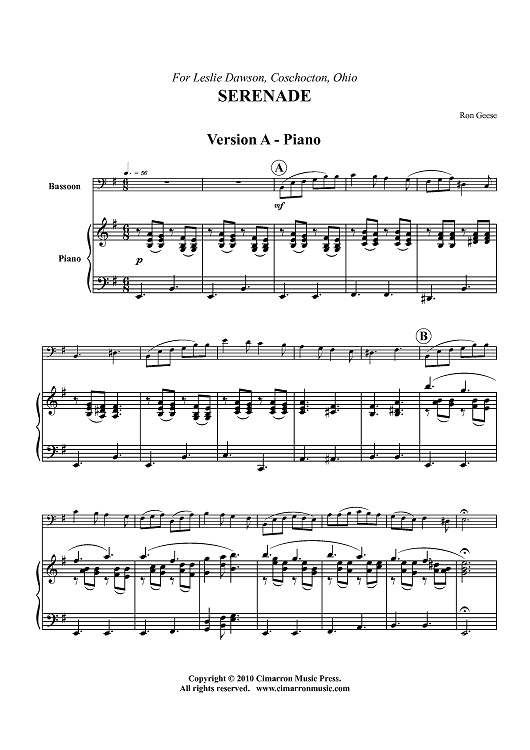 Serenade - Piano Score