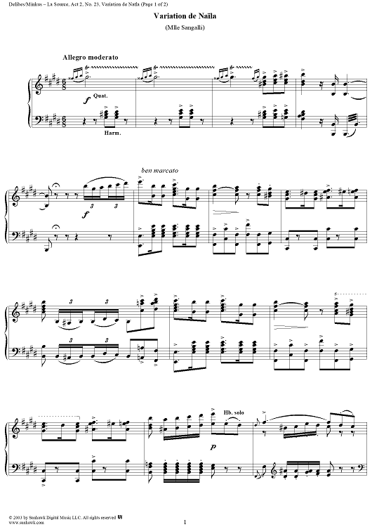 La Source, Act 2, No. 23a: Variation de Naïla