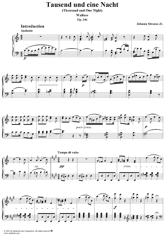 Tausend und eine nacht (Thousand and One Nights), Op. 346 from Operetta "Indigo und die vierzig Räuber"