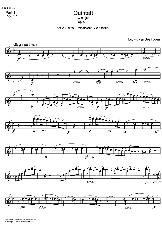 String Quintet C Major Op.29 - Violin 1