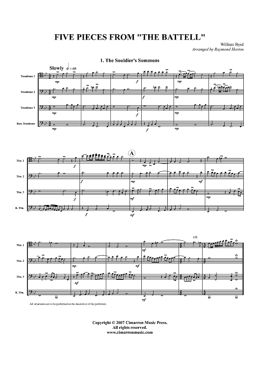 Five Pieces From "The Battell" - Score