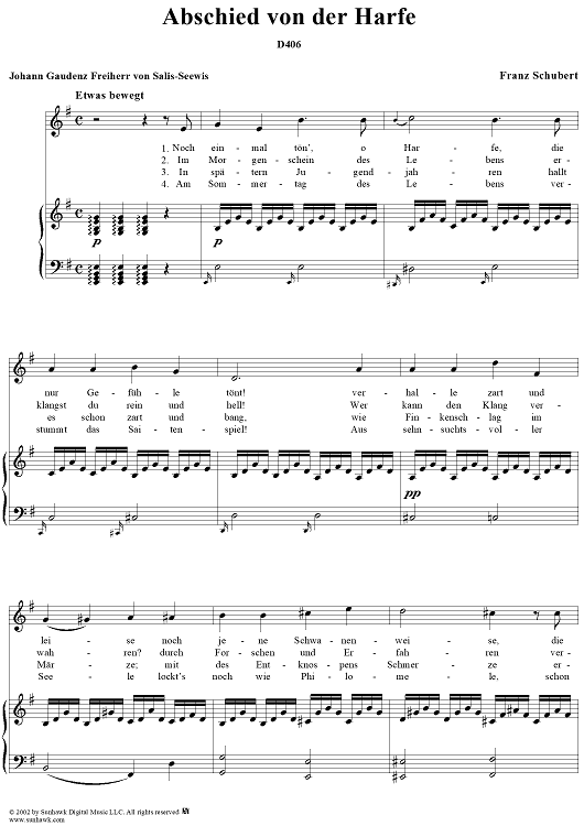 Abschied von der Harfe, D406