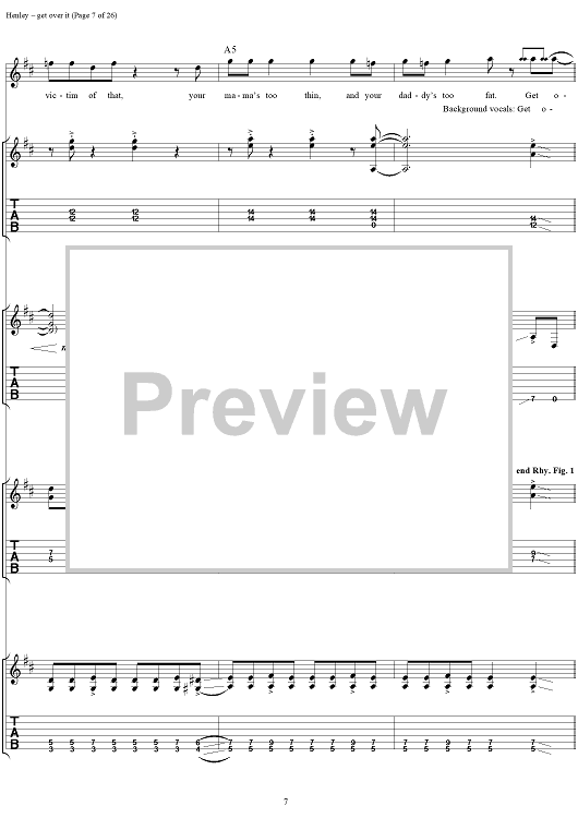  Get Over It Sheet Music (Guitar Tab/Vocal): Frey, Don