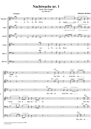 Five Songs, Op. 104, No. 1, Nachtwache Nr. 1