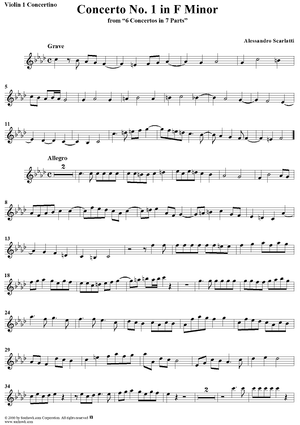 Concerto No. 1 in F Minor from "6 Concerti Grossi" - From "6 Concertos in 7 Parts" - Violin 1 Concertino