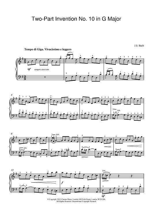 Two-Part Invention No. 10 in G Major