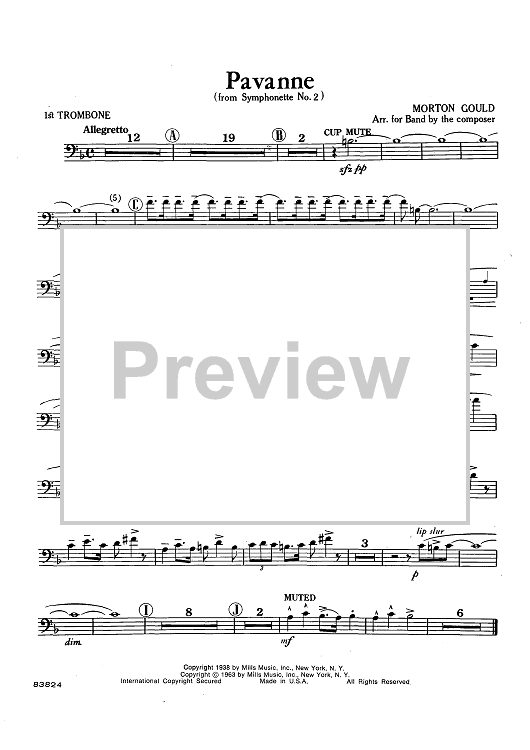 Pavanne (from Symphonette No. 2) - Trombone 1