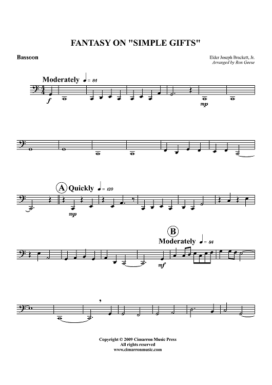Fantasy On “Simple Gifts” - Bassoon