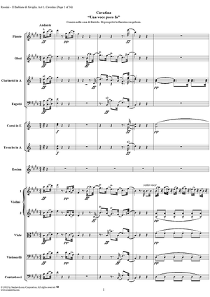Cavatina: Una voce poco fa, No. 7a from "Il Barbiere di Siviglia" - Full Score
