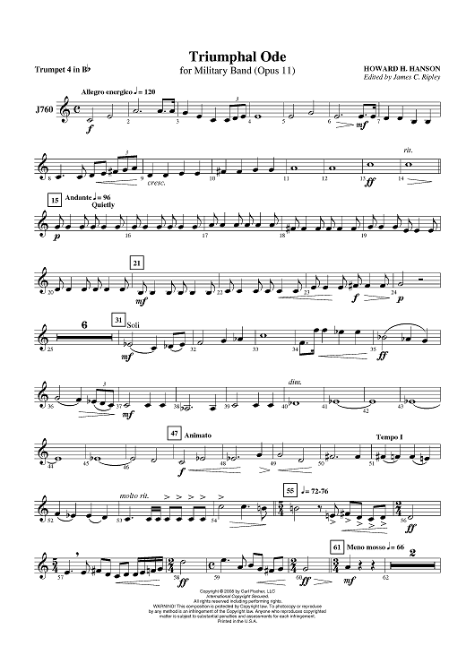 Triumphal Ode - Trumpet 4 in B-flat
