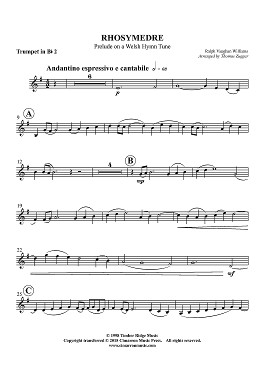 RHOSYMEDRE - Prelude on a Welsh Hymn Tune - Trumpet 2 in Bb