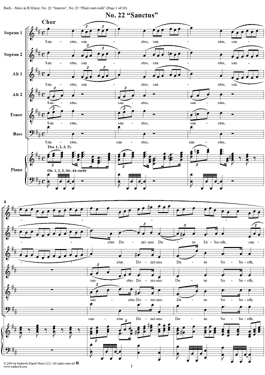 Mass in B Minor, BWV232, No. 22: "Sanctus" and No. 23: "Pleni sunt coeli"
