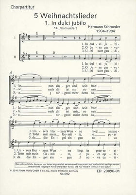 5 Weihnachtslieder - Choral Score