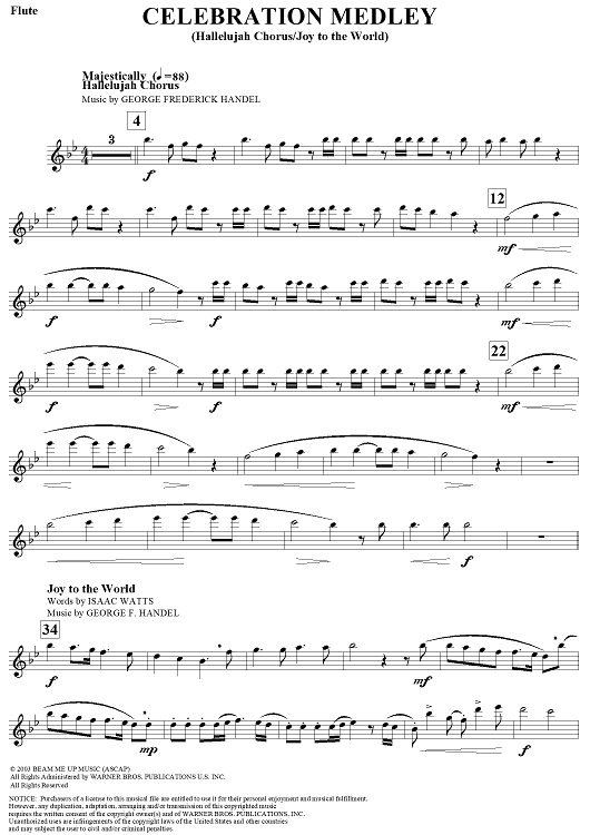 Celebration Medley (Hallelujah Chorus/Joy to the World) - Flute