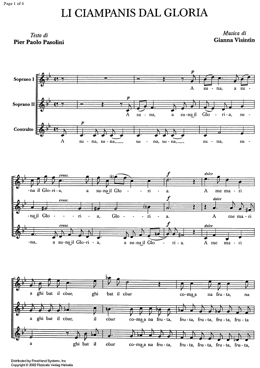 Li ciampanis dal Gloria - Score