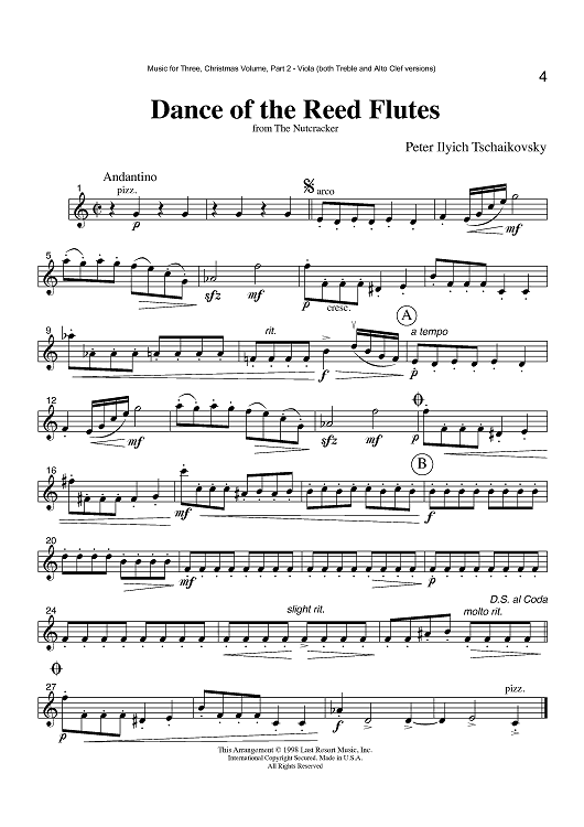 Dance of the Reed Flutes from The Nutcracker - Part 2 Viola