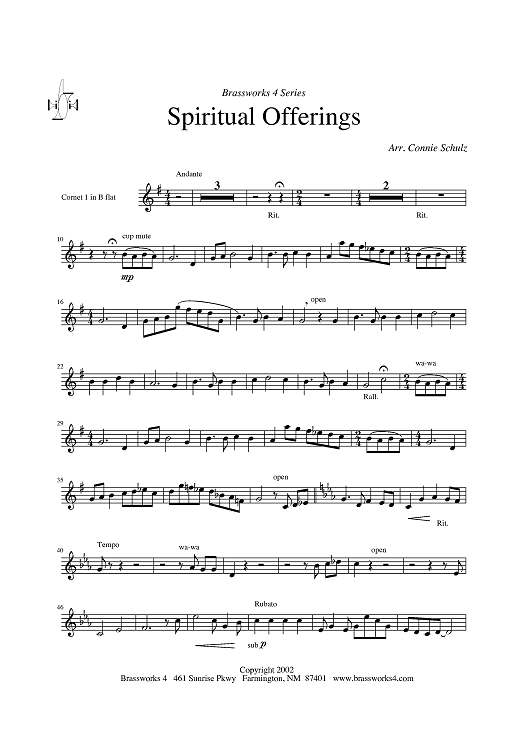 Spiritual Offerings - Cornet 1 in Bb