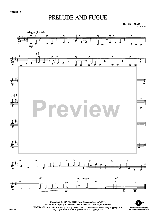 Prelude and Fugue - Opt. Violin 3 (Viola T.C.)