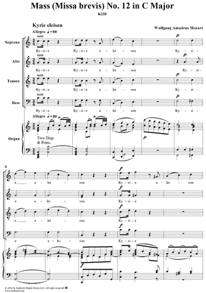 Mass (Missa brevis) No. 12 in C Major, K258