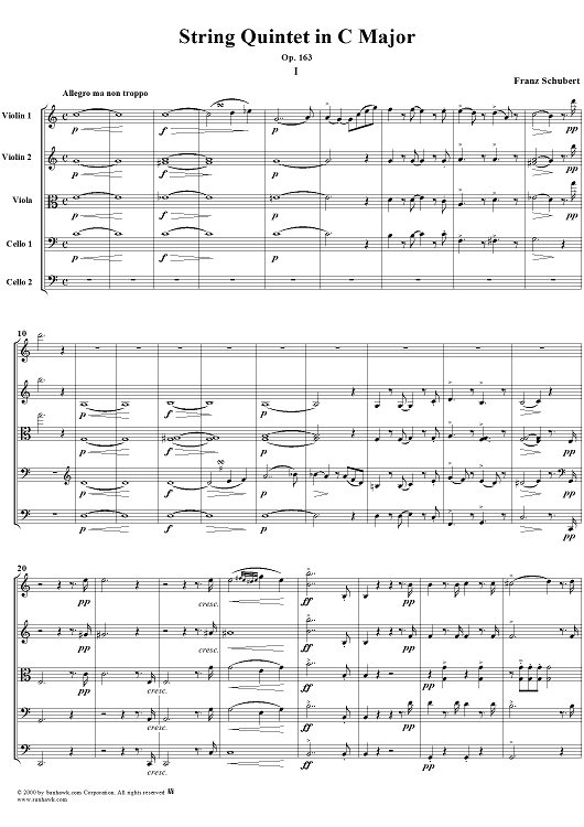 Quintet in C Major, Movement 1 - Score