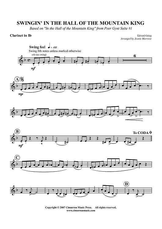 In the Swing of the Mountain King - Clarinet in B-flat