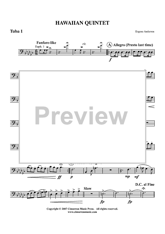 Hawaiian Quintet - Tuba 1