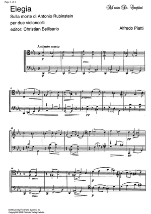 Elegia sulla morte d'Antonio Rubinstein - Score