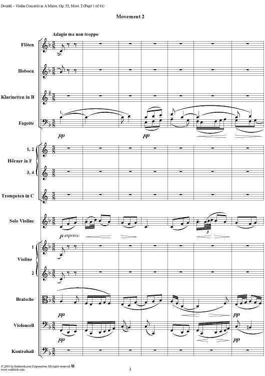 Violin Concerto in A minor, Op. 53, Movmt. 2, Adagio ma non troppo