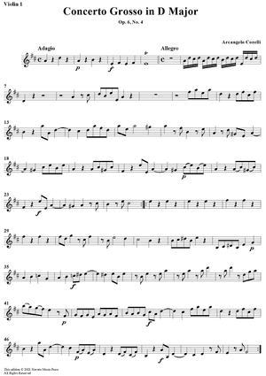 Concerto Grosso No. 4 in D Major, Op. 6, No. 4 - Violin 1