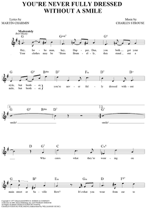 You're Never Fully Dressed Without A Smile" Sheet Music for Lead  Sheet