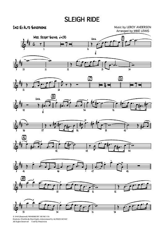 Sleigh Ride - E-flat Alto Saxophone 2