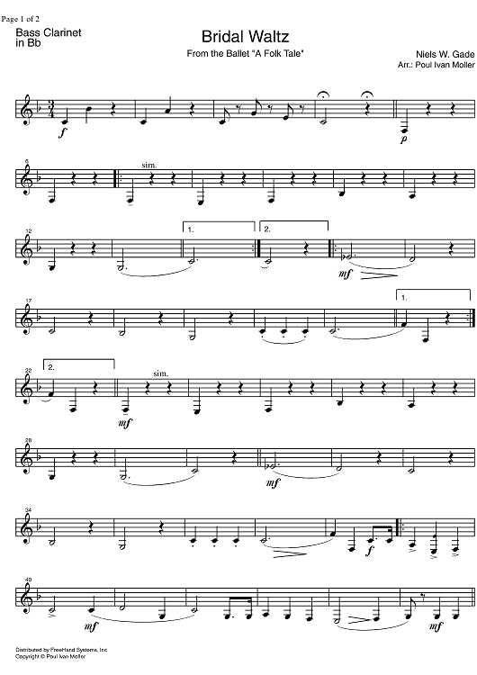 Bridal Waltz from A Folk Tale - B-flat Bass Clarinet