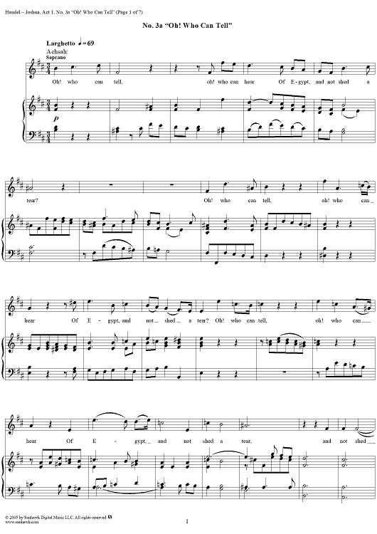 Joshua, Act 1, No. 3a: "Oh! who can tell"